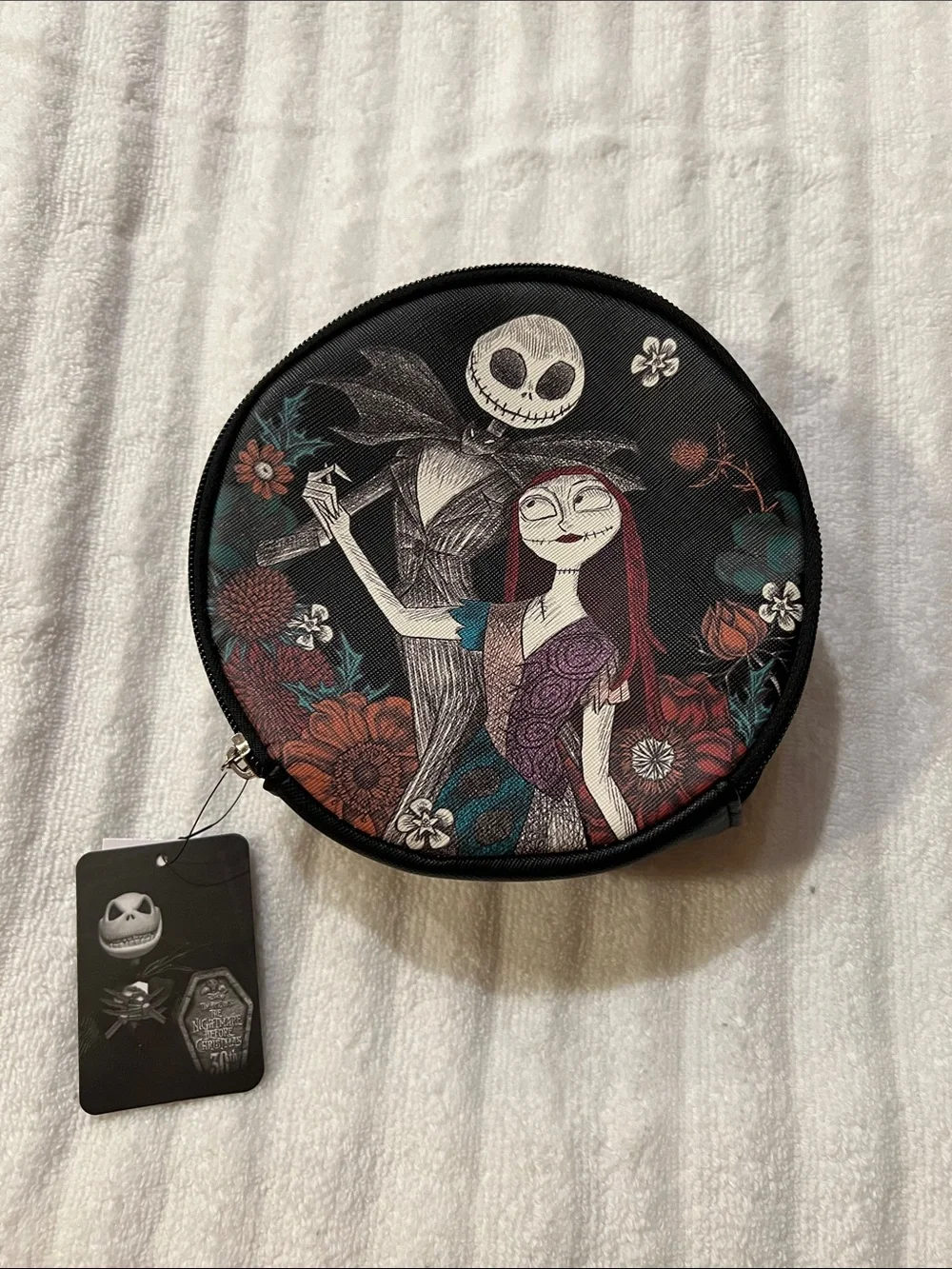 Bioworld Black Round Cosmetic Bag with The Nightmare Before Christmas Characters